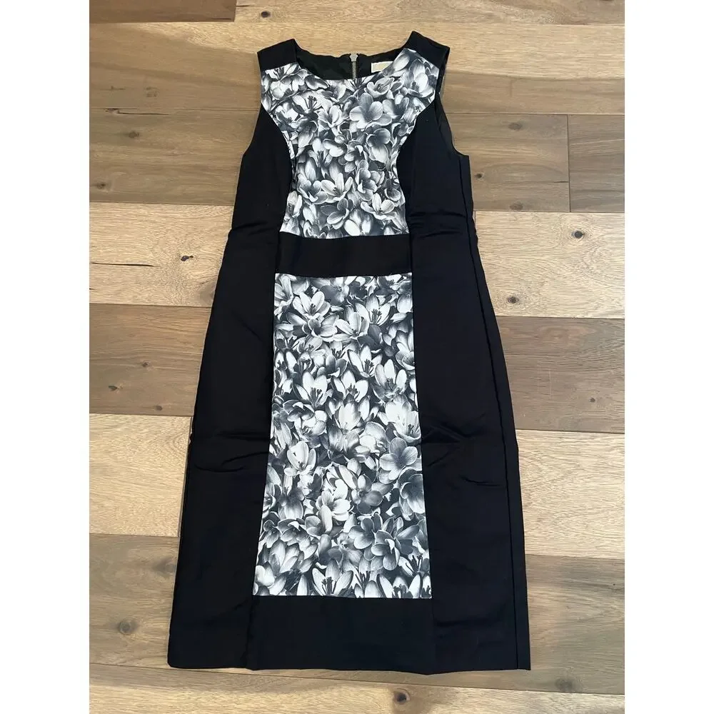 Michael Michael Kors Gray Floral Sleeveless Sheath Dress — Size 6